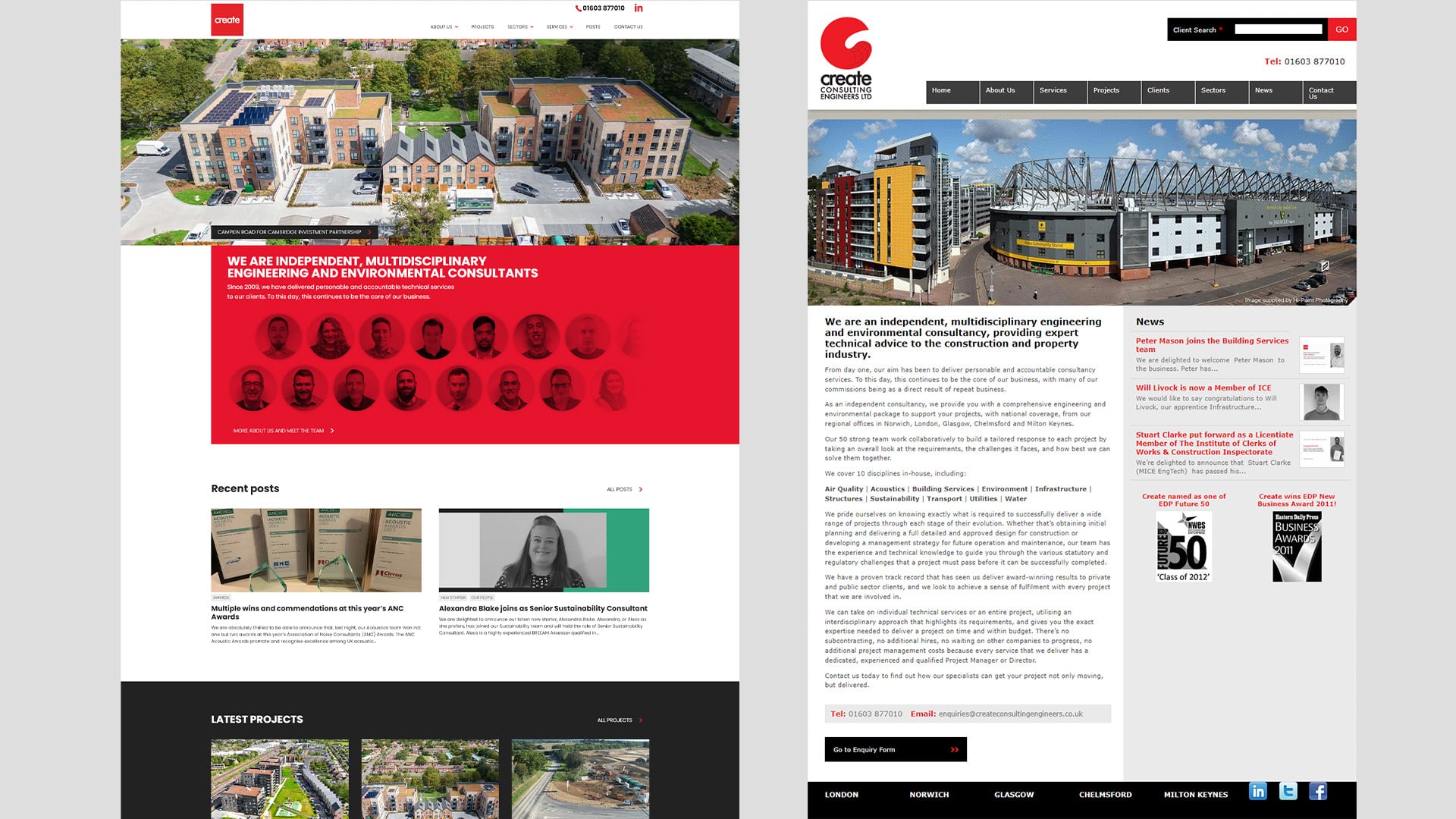 Image showing old website vs new website