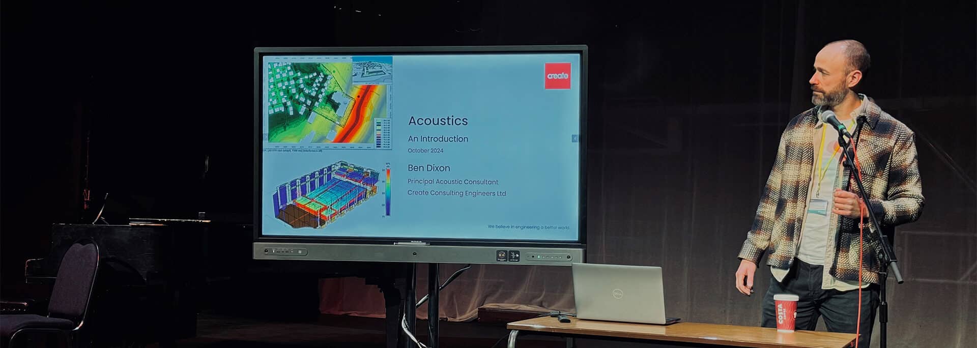 Ben Dixon, Principal Acoustic Consultant, presents 'Acoustics: An Introduction' at Colchester Institute, October 2024.