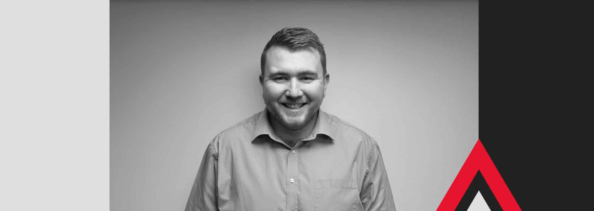Matthew Wellington, promoted to Brand, Marketing and Proposals Manager at Create Consulting Engineers, smiling in professional portrait photograph.