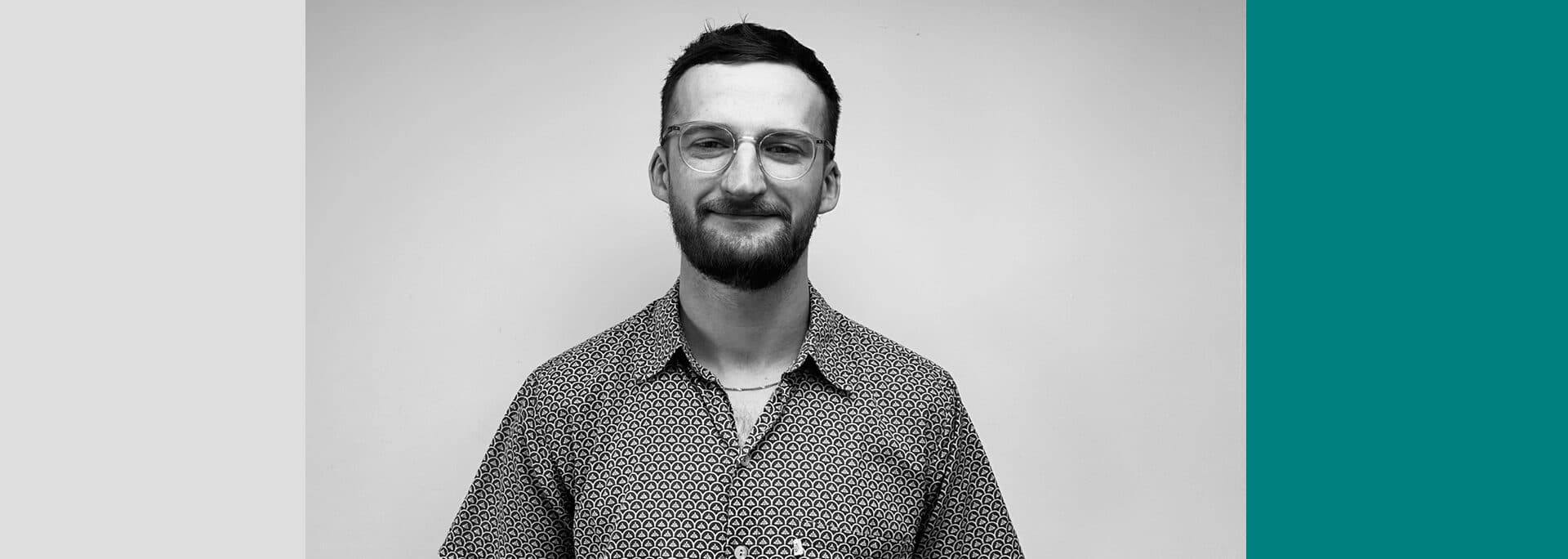 Martyn Broom, new team member joining Create Consulting Engineers' award-winning Acoustics division, portrait photograph.